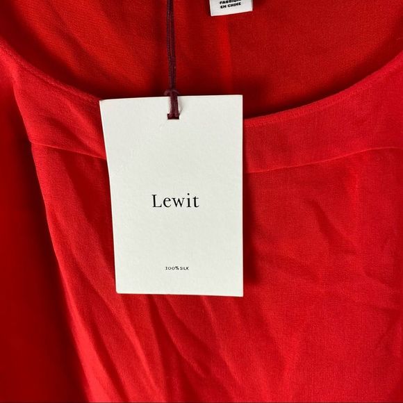 Lewit Red Poppy Silk Blouse NWT - Picture 10 of 11